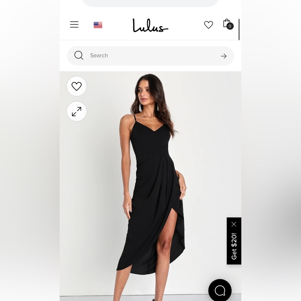 Lulus NWT Reinette Black Midi Dress Size XL